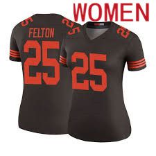 Women Cleveland Browns 25 Demetric Felton Nike Brown Alternate Game NFL Jersey